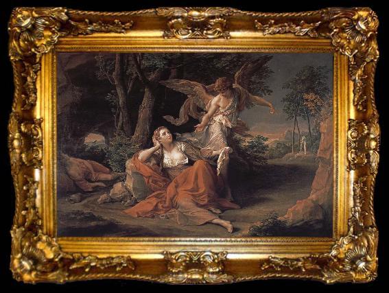 framed  Pompeo Batoni Angels coming out in the desert in front of the Hagar, ta009-2